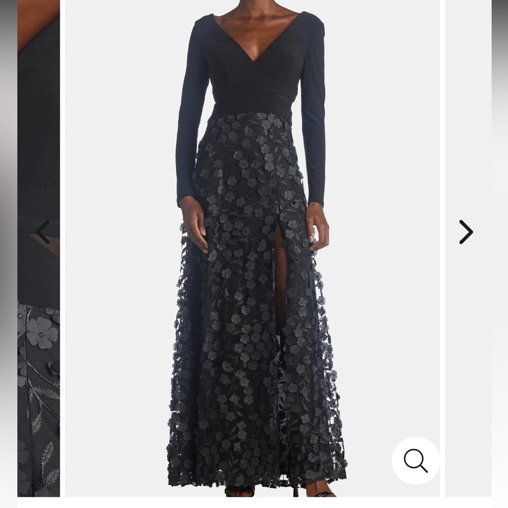 Xscape 3D Bloom Long Sleeve Gown - Picture 4 of 6